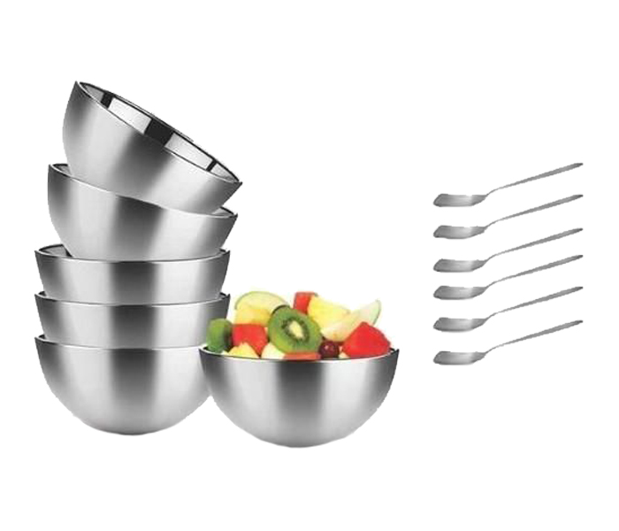 Royalford RF6924 12 Piece Stainless Steel Ice Cream Set - Silver - Zoom Image