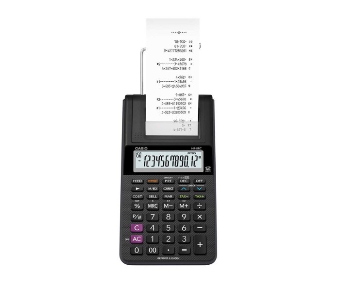 Casio HR-8RC Mini-printer Calculator Black - Zoom Image 1