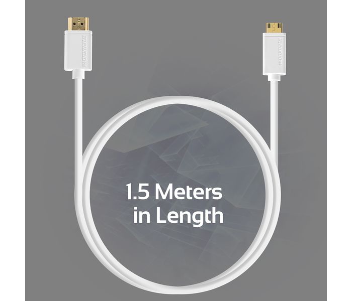 Promate LinkMate-H2 High Speed Premium 24K Gold Plated HDMI to Mini-HDMI Cable - White - Zoom Image 5