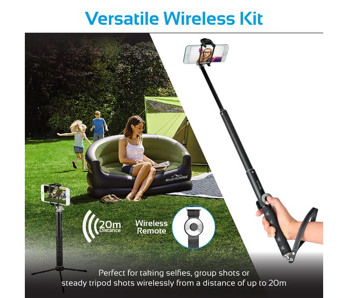 Promate Proselfie 5-in-1 Universal Wireless Selfie Kit with Extendable Monopod - Black - Zoom Image 1