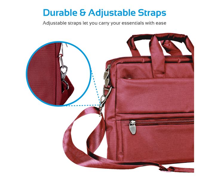 Promate Apollo-MB 15.6 inch Messenger Bag with Multiple Storage Pocket, Red - Zoom Image 3