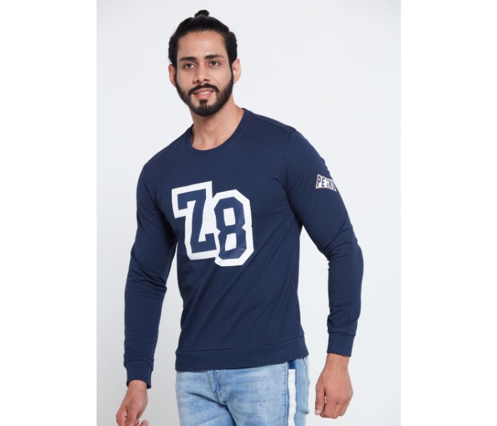 Petro OU10045 Printed Long sleeve Crew Neck T- Shirt L- Blue - Zoom Image 2