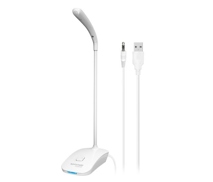 Promate Tweeter-3 3.5mm Plug Flexible Gooseneck Desktop Stereo Microphone with Stand, White - Zoom Image 6