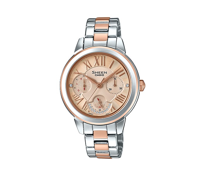 Casio Sheen SHE3059SPG-9AUDR Womens Analog Watch Silver and Rosegold - Zoom Image