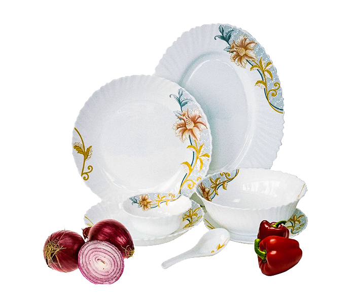 Royalford RF4721 33 Pieces Opal Ware Spin Dinner Set - White - Zoom Image