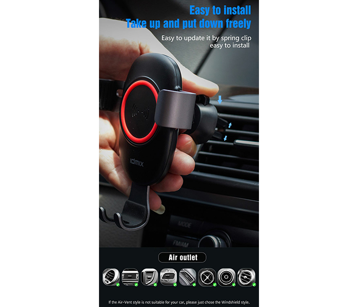 Idmix M06 Wireless Car Charger - 1.2 Meter, Black - Zoom Image 4