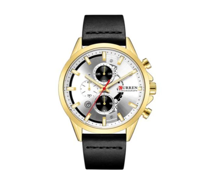 Curren 8325 Neutral Waterproof Watch For Men Black And White - Zoom Image