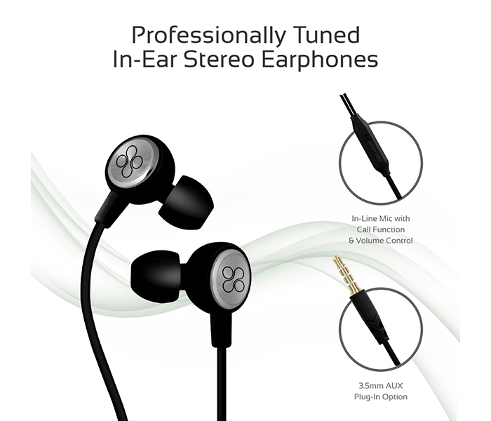 Promate Flano Lightweight Ergonomic High Definition Stereo Earphones - Black - Zoom Image 1