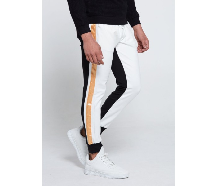 Petro OU10121 Mens Stripped Solid Skin Fit Joggers L- White - Zoom Image 1