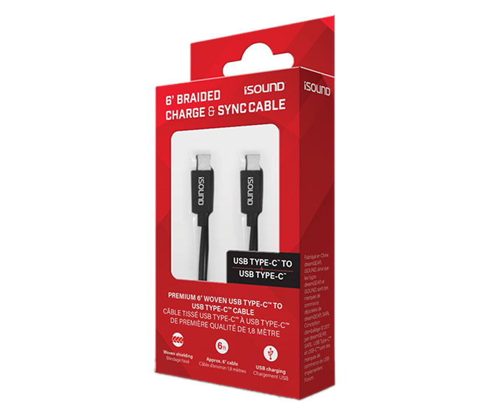 I Sound 6100 6Ft USB Type-C Cable - Black - Zoom Image 1