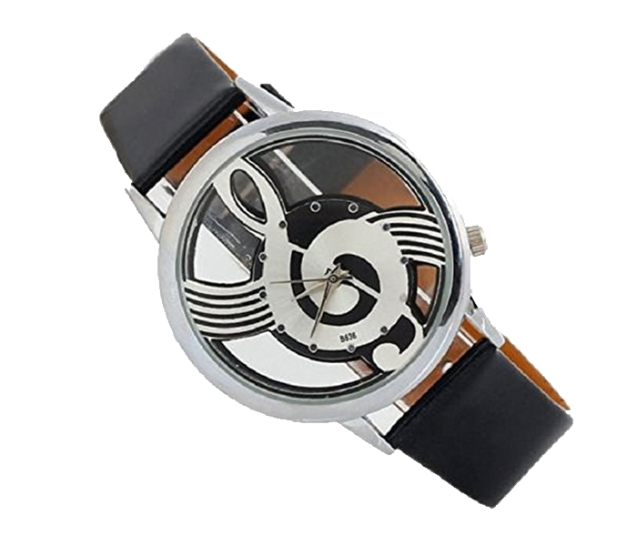 Luxury Retro Double Sided Hollow Music Note Notation Watch - Black - Zoom Image 1