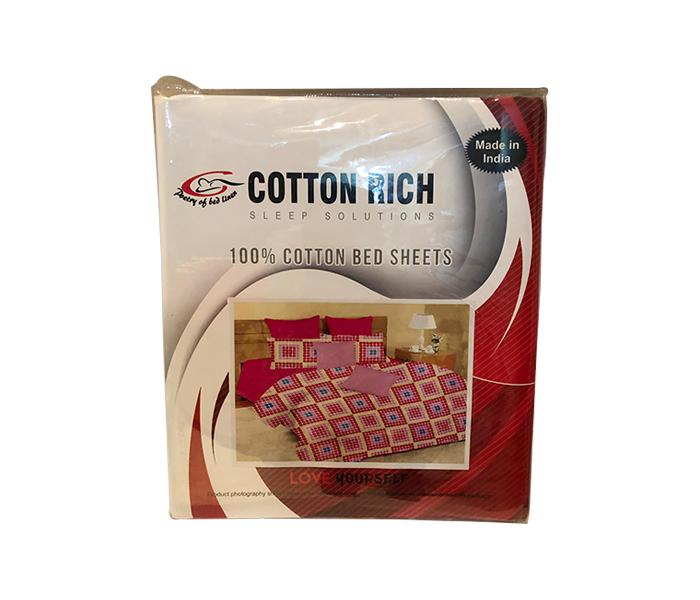 Cotton Rich 100% Cotton Bed Sheet with 2 Pillow Cover - Zoom Image