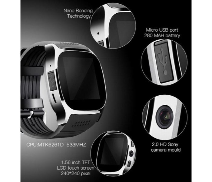 Sporty Bluetooth Smart Watch Phone with Camera , Memory Card and Sim Card Slot T8 Multicolor - Zoom Image 4