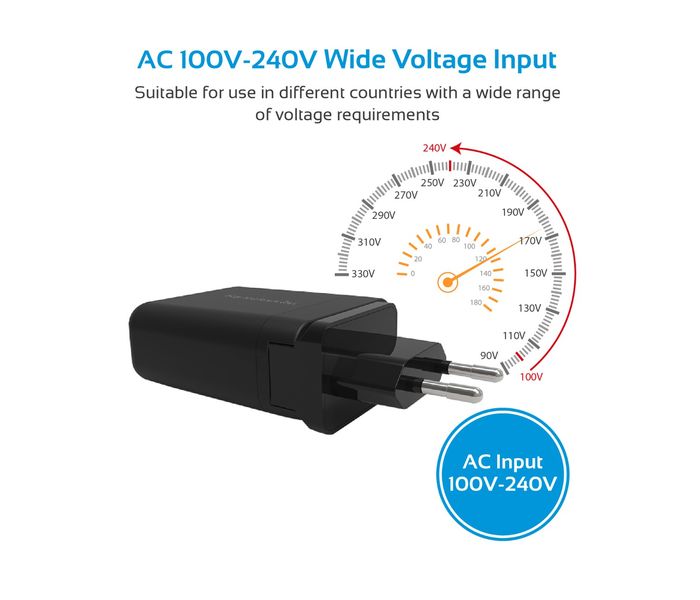 Promate PowerHub-QC.EU 30W Quick Charging Universal USB C Wall Charger, Black - Zoom Image 2