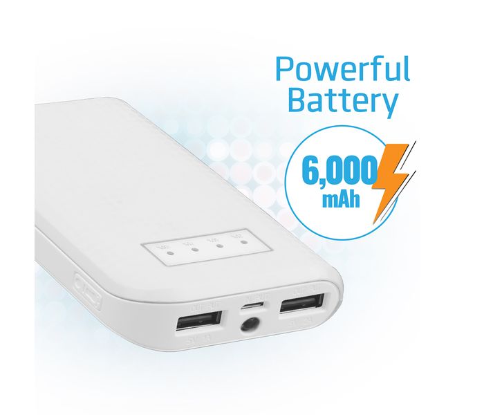 Promate ReliefMate-6 6000 mAh Compact Universal Power Bank, White - Zoom Image 2