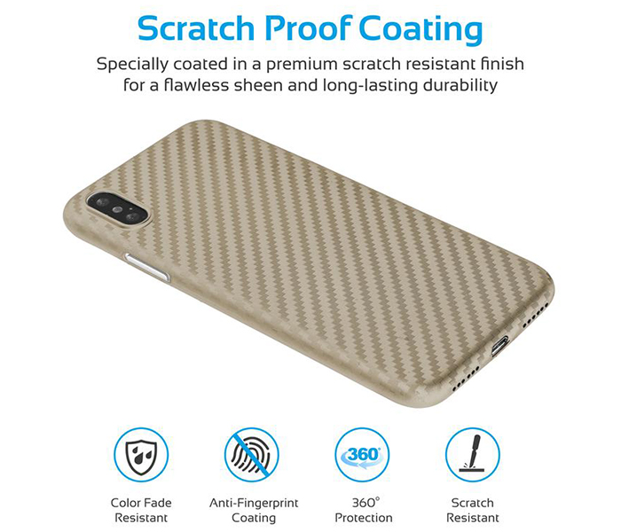 Promate CARBON-X Ultra Slim Scratch Resistant Flexible Carbon Fiber Case for iPhone X - Gold - Zoom Image 1