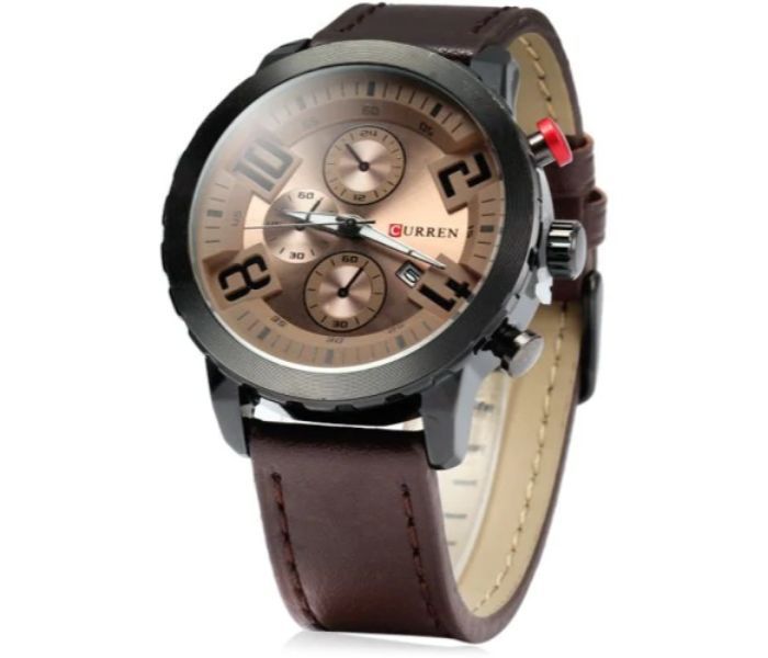 Curren 8193 Date Display Quartz Watch With Leather Strap For Men Brown - Zoom Image 1