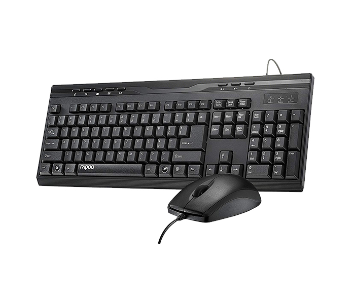 Rapoo NX1710 Combo Wired Optical Mouse & Keyboard - Arabic, Black 17719 - Zoom Image 4