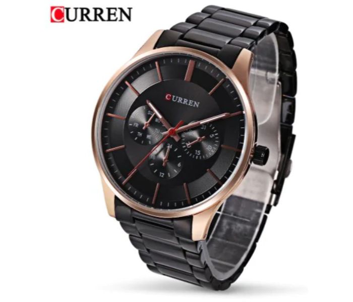 Curren 8282 Analog Quartz Watch For Men Black and Rose Gold - Zoom Image 1