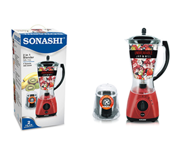 Sonashi SB-154 2-in-1 Stand Blender with Unbreakable Jar & Mill - Red - Zoom Image 3