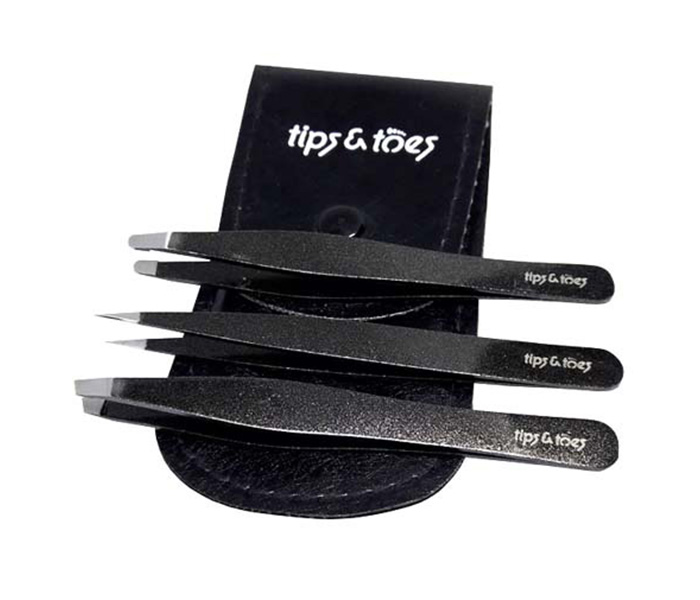 Tips & Toes TT-272BLK Tweezer Kit Set of 3 Pieces, Black - Zoom Image 3