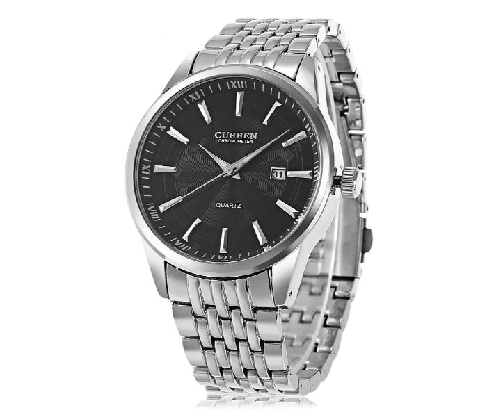 Curren 8052 Stainless Steel Analog Watch For Men Silver And Black - Zoom Image