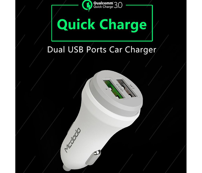 Mcdodo CC-3840 5V 2.4A Dual USB Quick Car Charger - White - Zoom Image 5