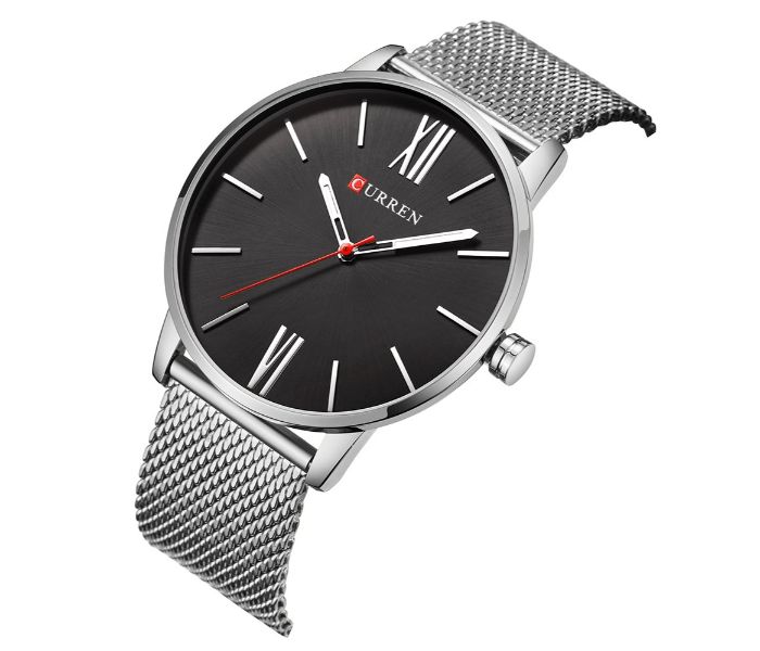 Curren 8238 Ultra Thin Dial Quartz Watch For Men Silver and Black - Zoom Image 3