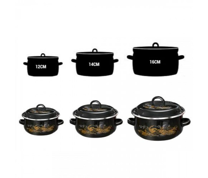 RoyalMark RMCW-9706 Multi-Functional Enamel Casserole Set 6 Piece Black - Zoom Image 2