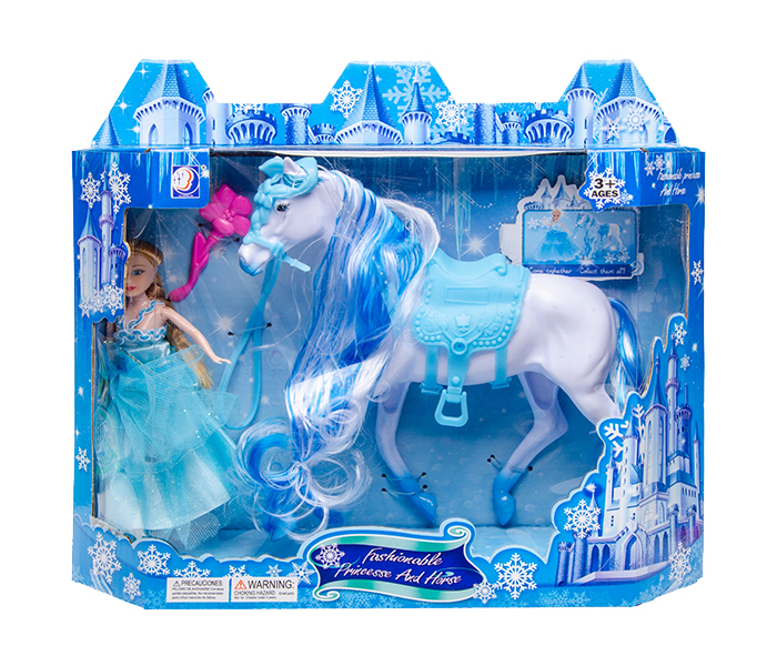 3 Piece Play Set Princess with Horse - Blue - Zoom Image