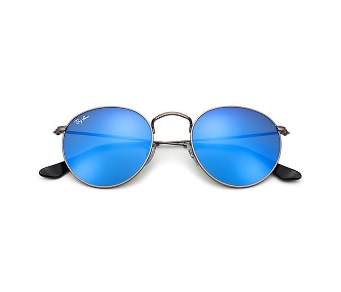 Ray-Ban 0RB3447 029/17 Round Gunmetal Frame & Blue Flash Mirrored Sunglasses for Unisex - Zoom Image 1