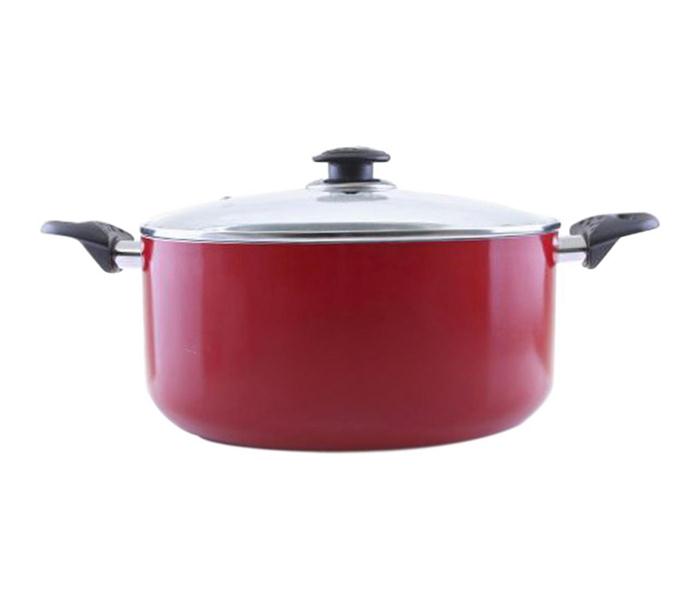 Royalford RF6441 26 cm Non Stick Aluminium Elegant Casserole with Glass Lid - Red - Zoom Image