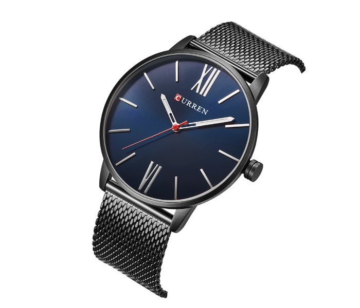 Curren 8238 Ultra Thin Dial Quartz Watch For Men Black and Blue - Zoom Image 1