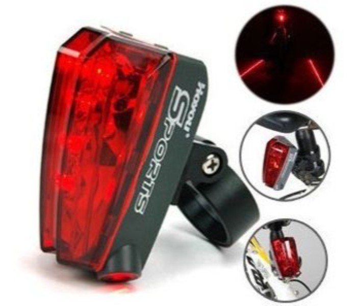  Bicycle safety Rear Led Tail Lamp with Laser Light BTL2-RB Red and Black - Zoom Image 3