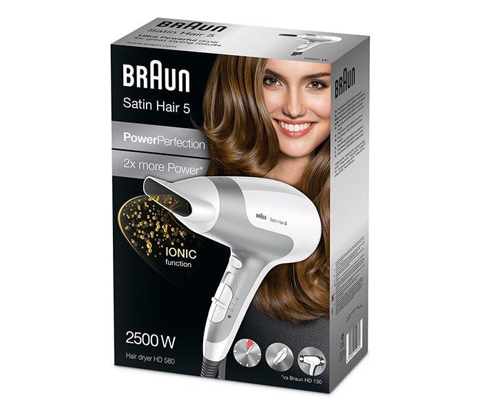 Braun HD580 Satin Hair 5 Power Perfection Hair Dryer - White & Grey - Zoom Image 3