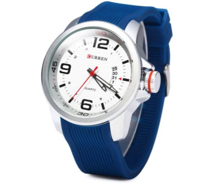 Curren 8174 Analog Quartz Watch For Men Blue And White - Zoom Image 1