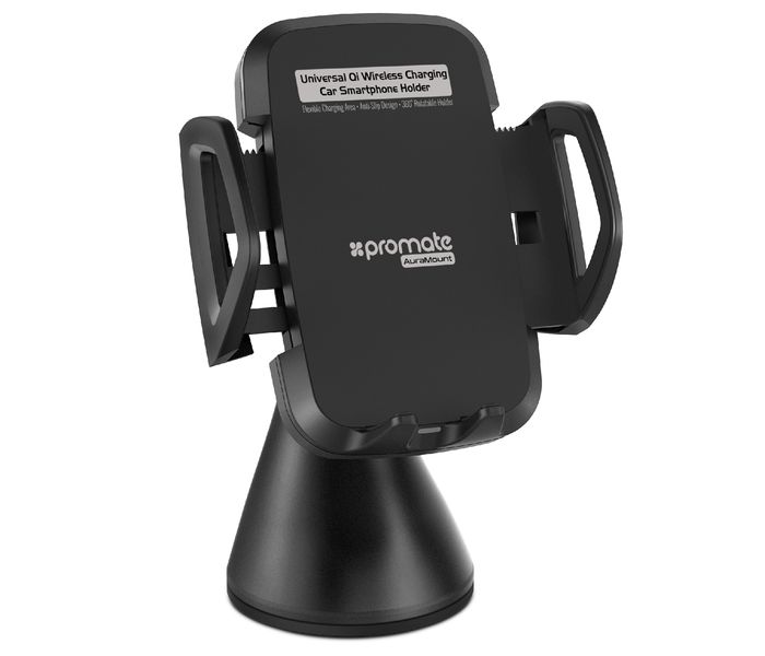 Promate AuraMount Qi Wireless Charger Air Vent Dashboard Car Mount Holder - Black - Zoom Image 6