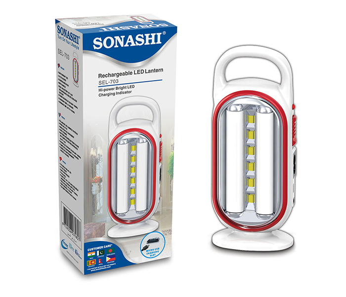 Sonashi SEL-703 30 Piece Rechargeable LED Lantern with Handle - Red - Zoom Image 3