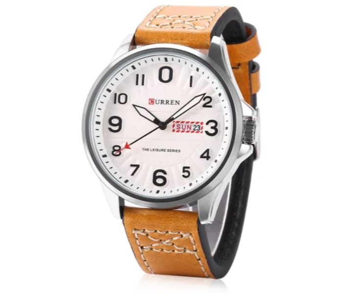 Curren 8269 Analog Quartz Watch For Men Brown and White - Zoom Image 1