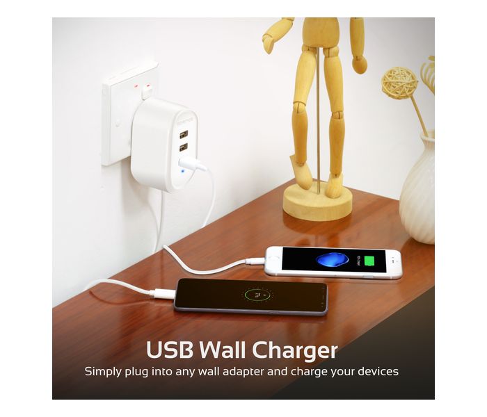 Promate Tonardo-3C.UK Heavy Duty Home Charger with USB Type C Connector, White - Zoom Image 5