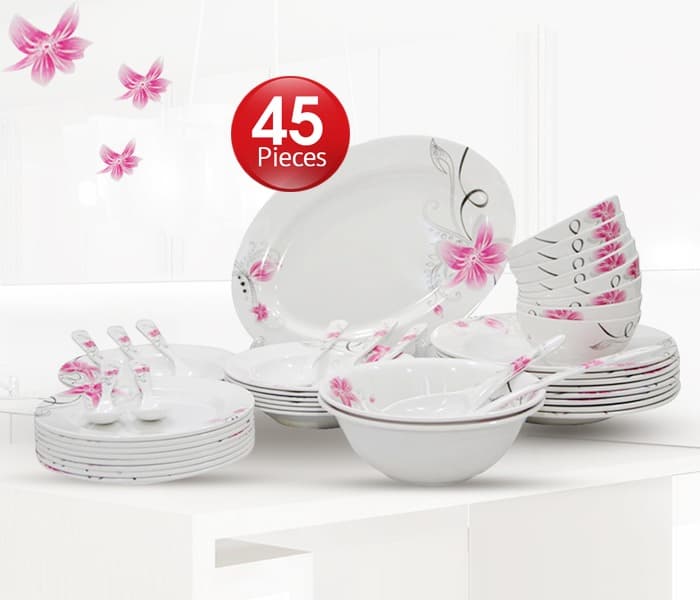 Royalford RF6719 Melamine Ware Dinner Set - White, 45 Pieces - Zoom Image 5