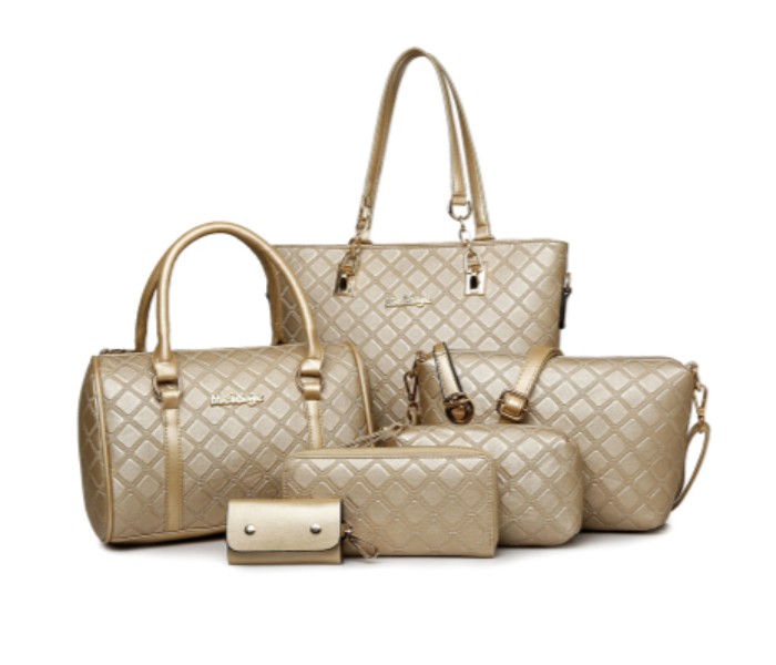 6 Piece Womens Fashion Shoulder Bag Set  FH001 Gold  - Zoom Image