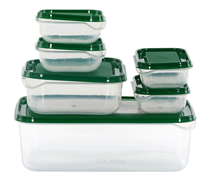 Delcasa DC1197 6 Piece Food Container Set - Green & Clear - Zoom Image