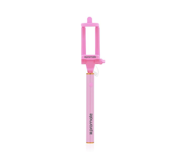 Promate Minipod Perfectly Foldable Extendable Selfie Stick Pole Wire Monopod with Remote Shutter, Pink - Zoom Image 7