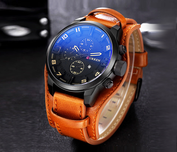 Curren 8225 Leather Analog Casual Watch For Men - Zoom Image 3