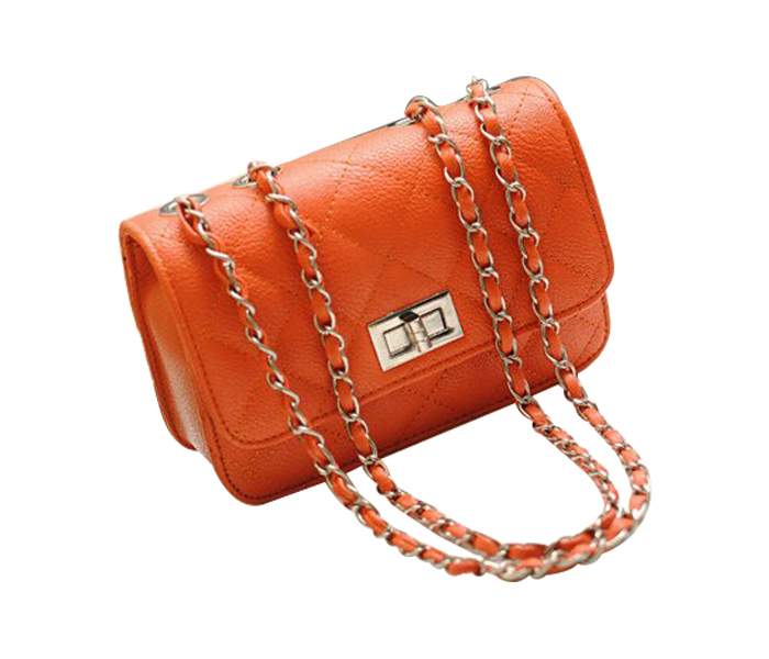 Quilted Mini Shoulder Bag for Women - Orange - Zoom Image