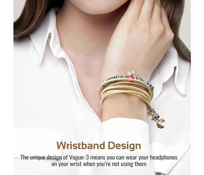 Promate VOGUE-3 Wearable Bracelet Style Stereo Earphones with Pandora Beads - Gold - Zoom Image 4