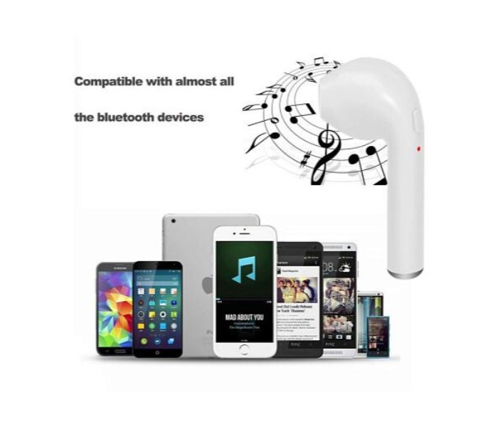 Wireless Bluetooth Mini Single Earphone with Mic HBQI7 White - Zoom Image 2