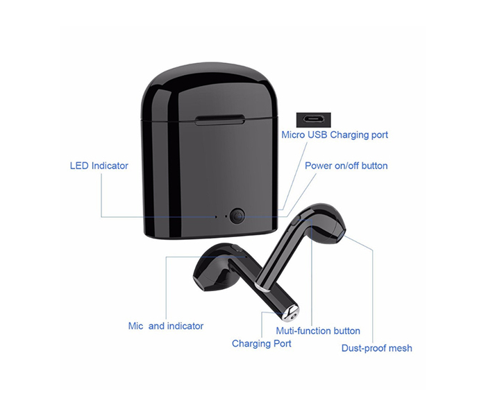  Twin Bluetooth Headset With Power Bank, Black - Zoom Image 3