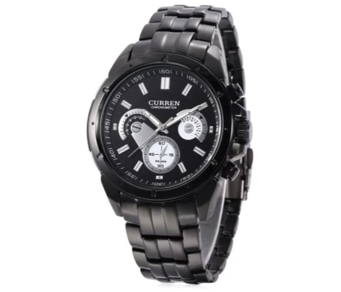 Curren 8009 Stainless Steel Analog Watch For Men Black - Zoom Image 4